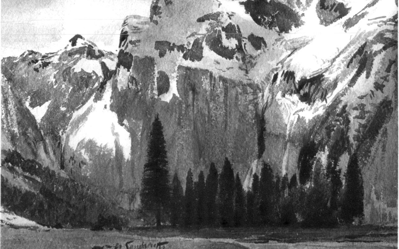 Ecole du XIXe siècle, grand tableau de montagne